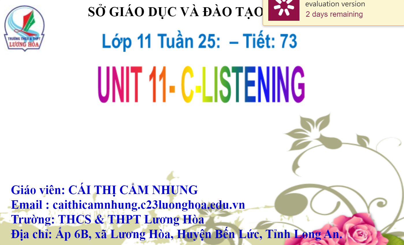 Unit 11: C.LISTENING