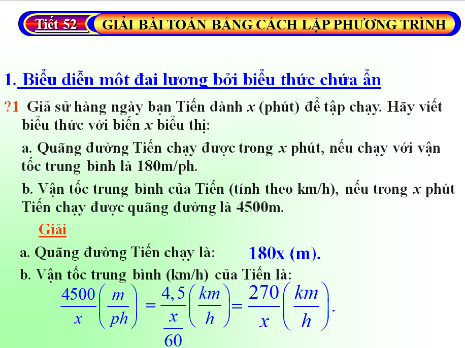 Tiết 52 Giải bài toán bằng cách lập phương trình_TH&THCS Vĩnh Trị_Vĩnh Hưng